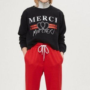 TOPSHOP Merci Mon Cheri Black Cropped Sweatshirt